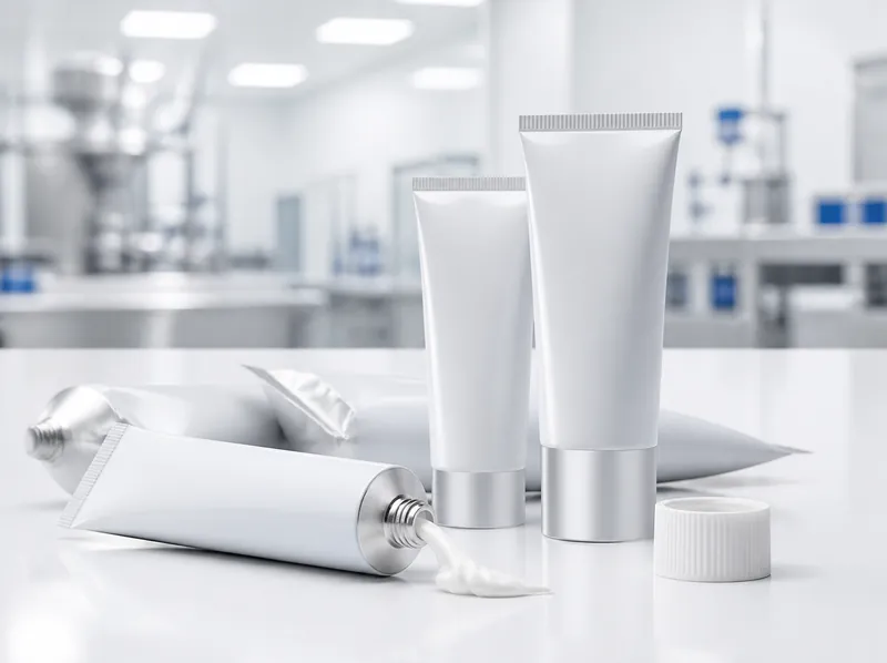 Pharmaceutical ointment tubes filled on a tube filling machine
